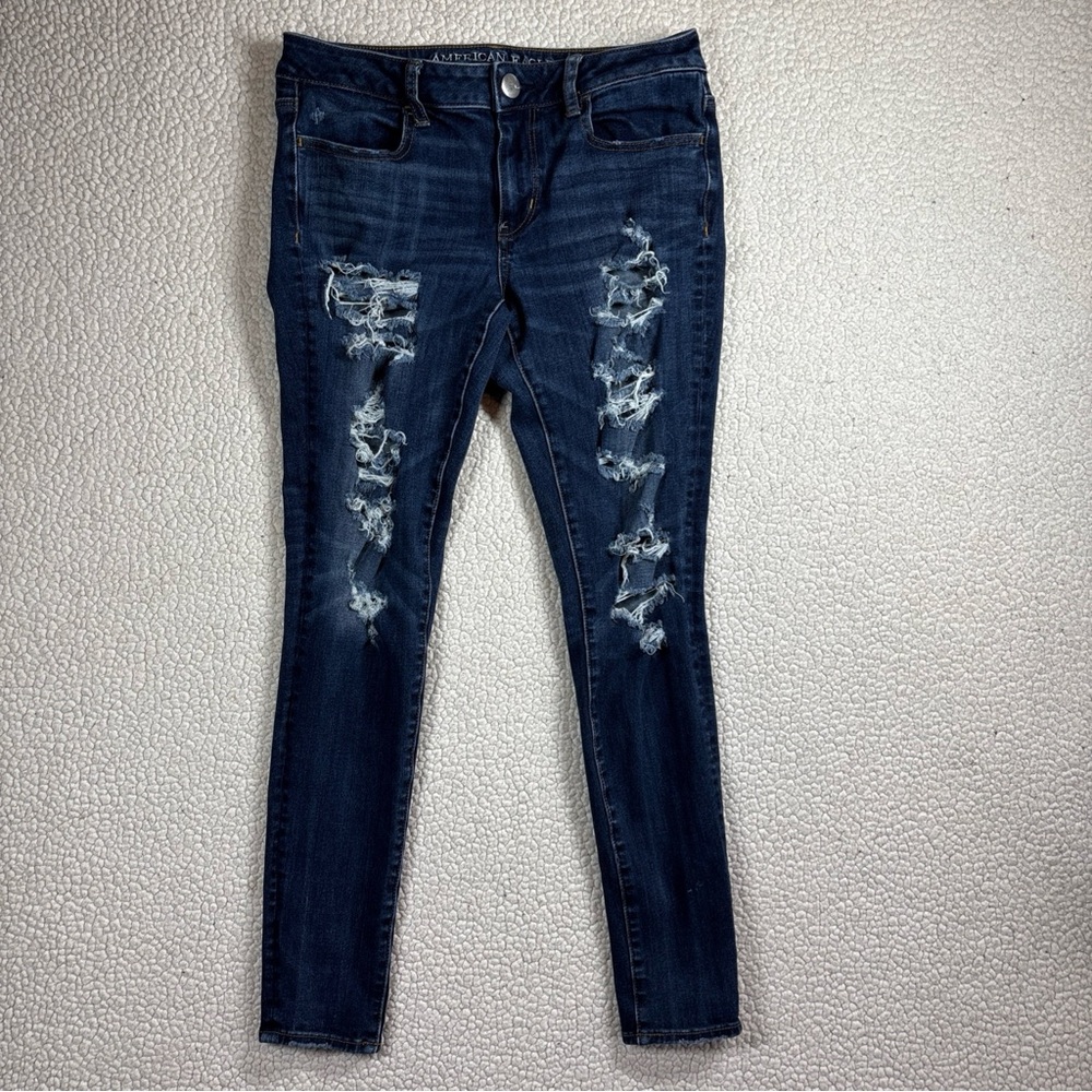 American Eagle 360 Super Stretch Jegging Women Size 8 Regular Distressed‎ Jeans